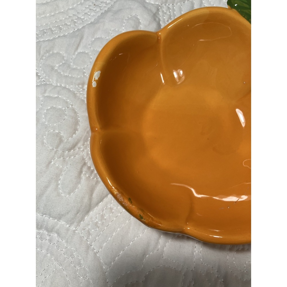 Retro MCM Kitsch Orange Ceramic Divided Dish California Pottery Style Whimsical - Picture 7 of 8
